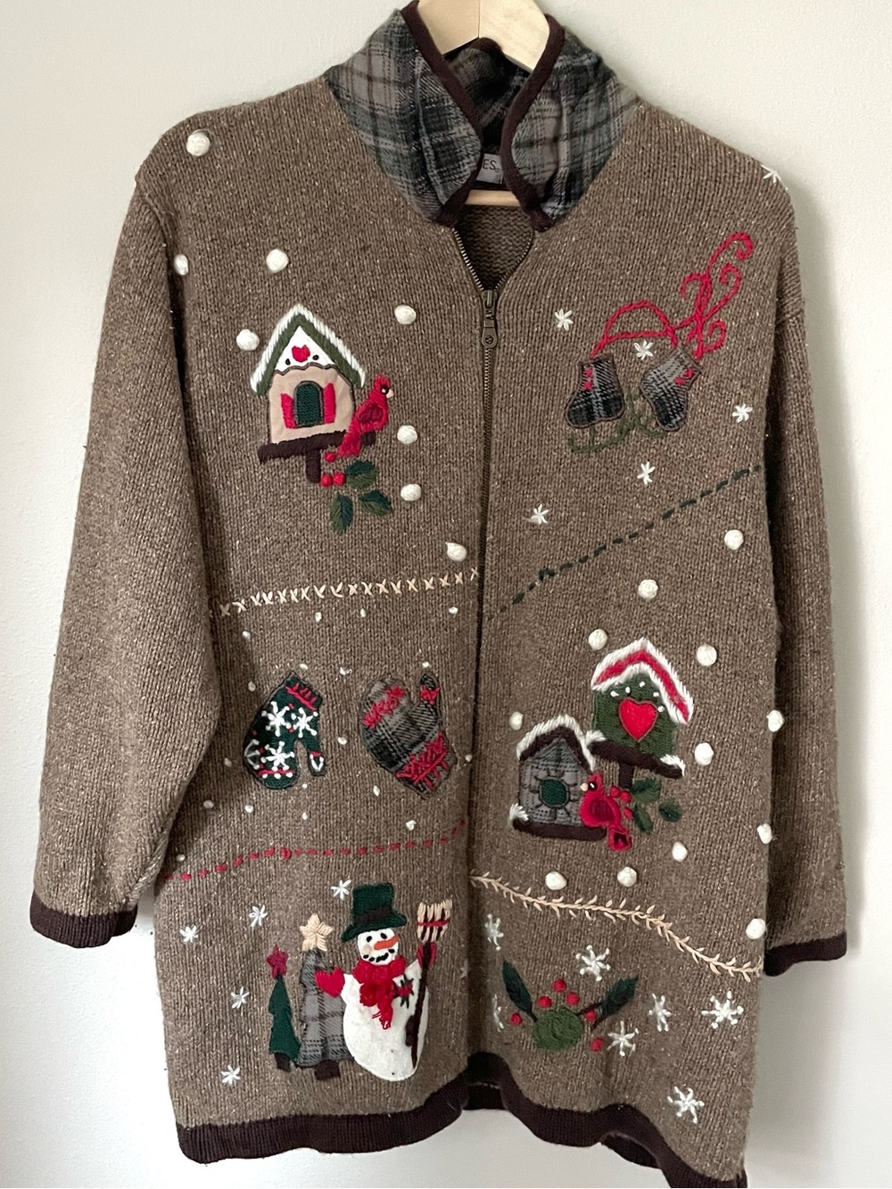 Victoria Jones - Christmas Zip-Up Cardigan  | Holiday Snowman Sweater - Size 1X